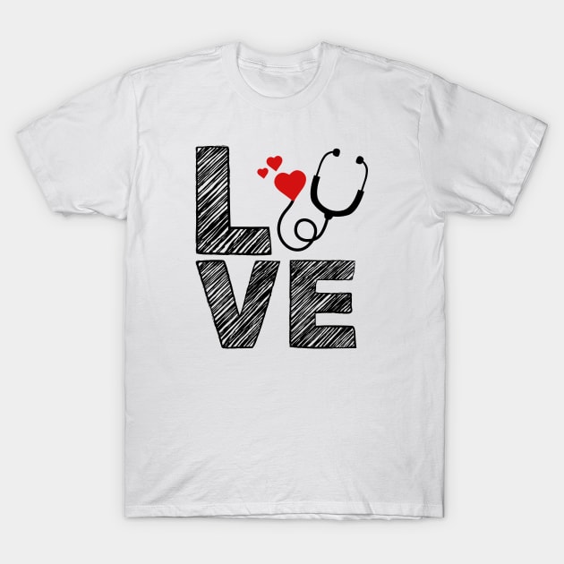 Love nurse, Registered Nurse T-Shirt by JunThara